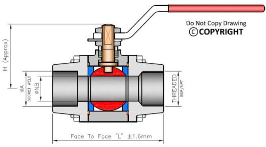 Forged Steel Ball Valve Drawing Dimension Diagram